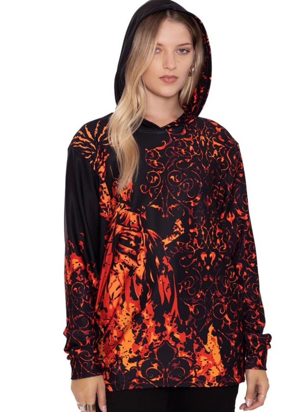 Blackmilk LOTR Sauron Black & Orange Flame Hoodie L